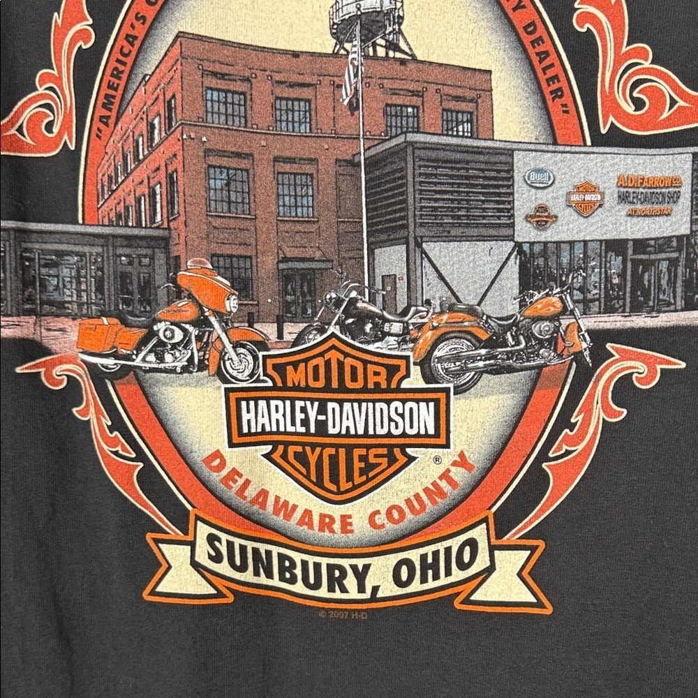 Harley Davidson Long Sleeve T Shirt PinUp Girl  Size 2X A.D.FARROW CO SUNBURY,OH
